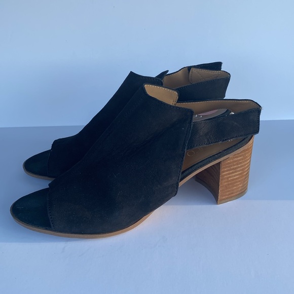 FrancoSarto Black Leather Upper Suede Helix Sandal Size 9.5 - Picture 2 of 7